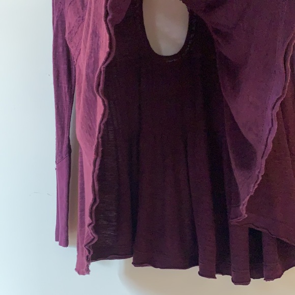 Free People Size XS US Stretch Cotton Jersey and Lace Top in Color Eggplant - Picture 6 of 14